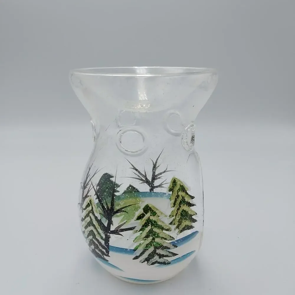 Yankee Candle Winter Glass‎ tart warmer Christmas trees snow
